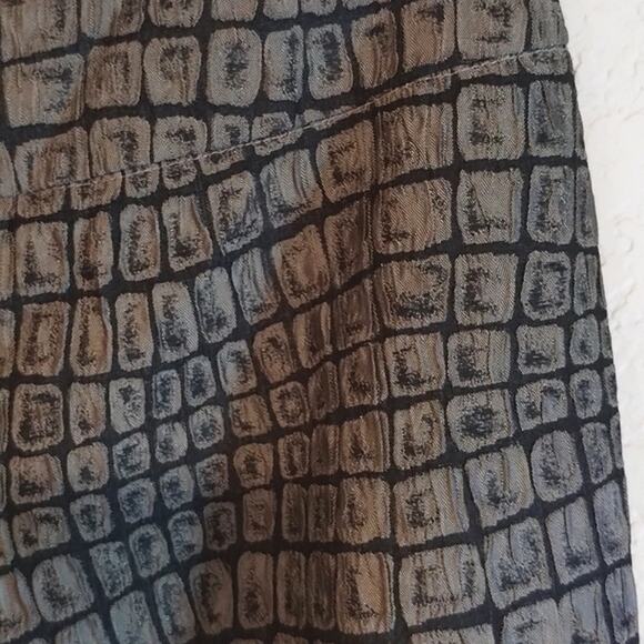 Signe Paris VINTAGE Textured Bronze Metallic Crepey Bootcut Pants 8 - Picture 4 of 11